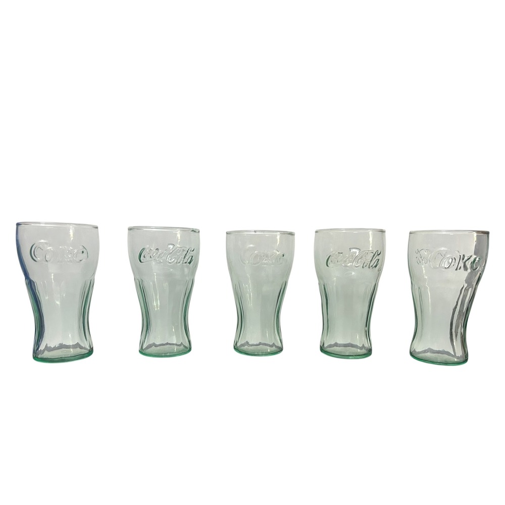 Vintage Coca Cola Mini Georgia Green Juice Glasses 60s Imperial Glass IG x5
